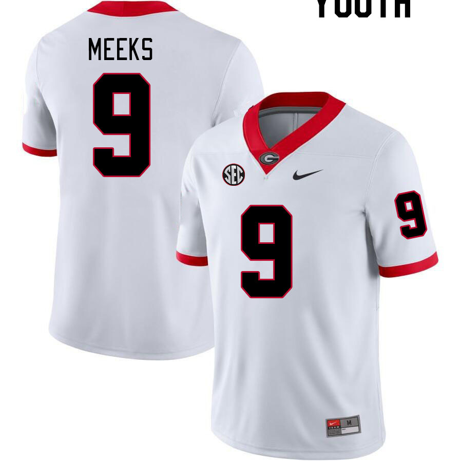 Georgia Bulldogs Youth Jackson Meeks #9 White Stitched College UGA Football Jersey 23KH016AT